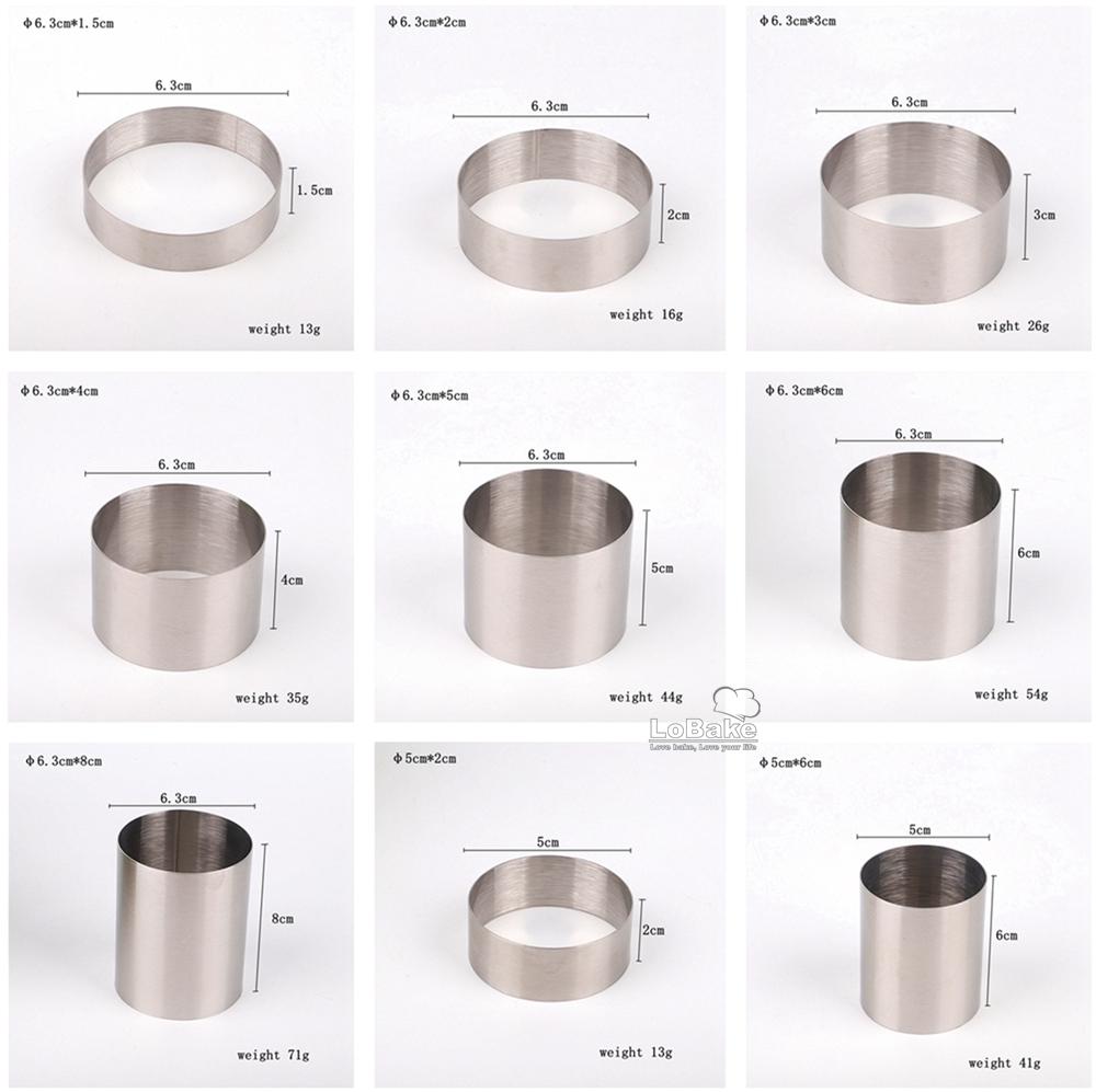 10pcs/lot Diameter 5cm 6.3cm round shape various height stainless steel mousse cake ring mini tiramisu molding cutter DIY baking
