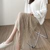 Qooth Women Lace Hollow Pencil Skirt Elegant Elastic Waist Midi Hip Skirt For All Season QT2205