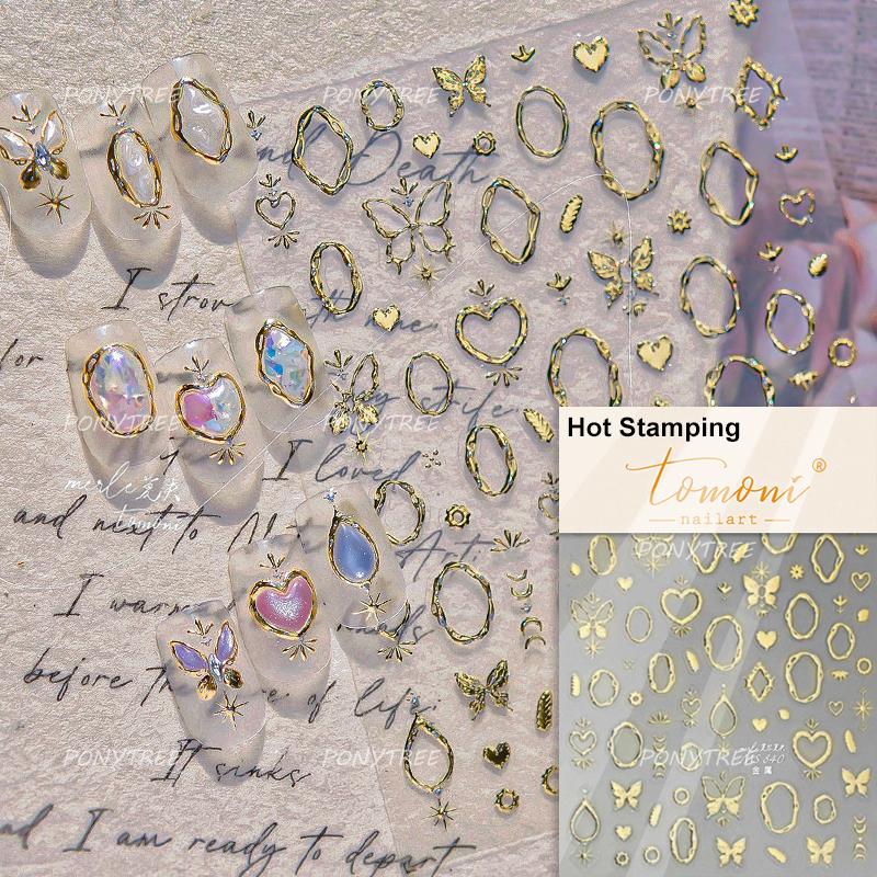 Punk Silver Metal Line Star Flower Love Colorful Butterfly Nail Art Stickers Horror Halloween Decorations Manicure Decals