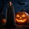 Schwarzer Brautschal Hexen Cosplay Umhang Halloween Cape Spiel Party Kostüm Requisiten Feiertag Verkleidung Vampirkostüm