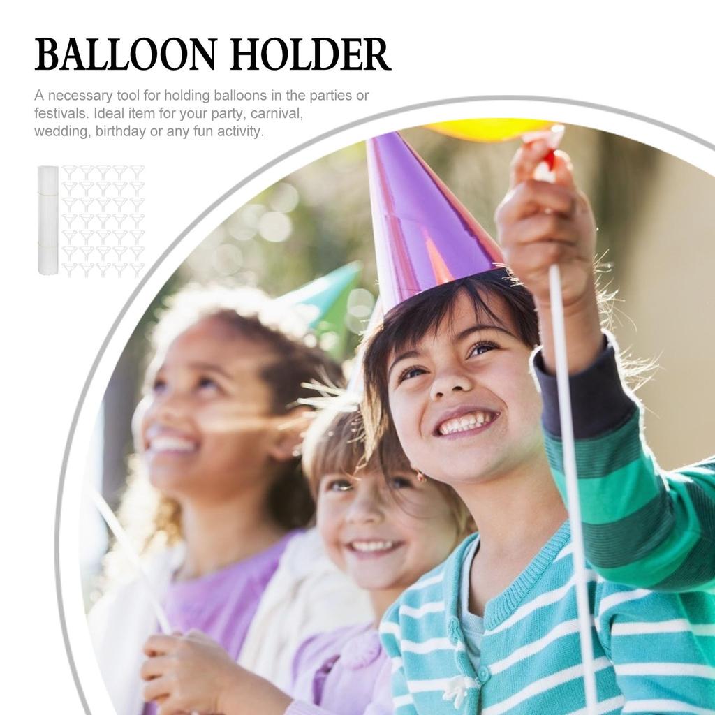 EXCEART Balloon Balloon Balloon Holder with Balloon Balloon Transparent Balloon Wedding Balloon Balloon Set of 50 Sticks, Holder, Cup, Cup, Plastic,