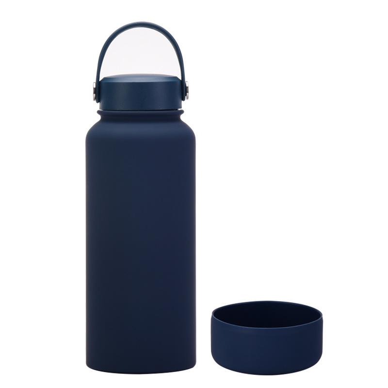 1L Large-Capacity Thermos Cup With Non-Slip Bottom, Portable Outdoor Sports Kettle, Frosted Water Cup