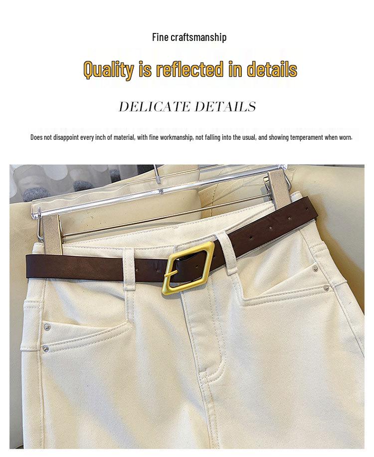 Women's White Velvet Cropped Jeans - Autumn/Winter 2025 Collection, Thickened Slimming Wide-Leg Pants for Petite Women