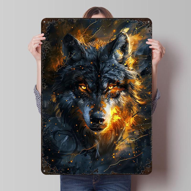 Animal Majestic Wolf Printed Posters Customizable Wall Art Retro Vintage Metal Tin Signs for Home Room Garage Decoration Gaming