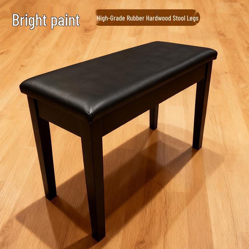 Black PU Leather Double Piano Bench with Music Sheet Storage