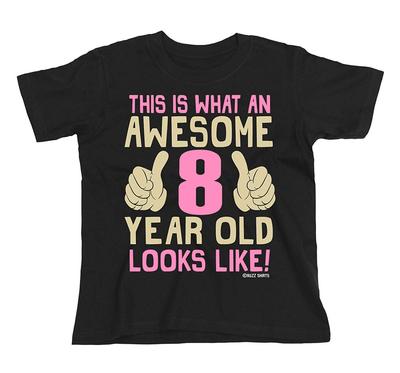 Girls 8th Birthday T-Shirt Kids  Cotton Awesome 8 Year Old GIFT Childrens