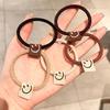 5PCS High Elastic Head Rope Female Smiling Face Hair Bands Simple Cartoon Leather Rubber Hair Ties Fashion Women's New Headwear