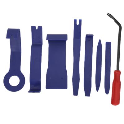 8PCS Kit de scule pentru îndepărtarea ornamentelor auto, albastru cu șurubelniță roșie, clemă pentru fereastră ușă, instalare