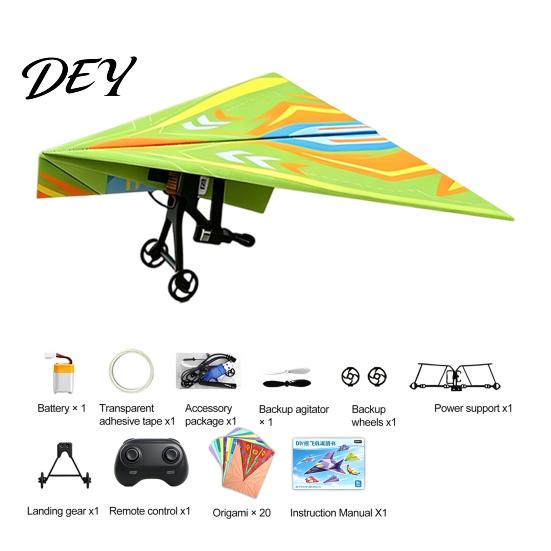 DIY Paper Aircraft Set Remote Control Airplane Kit, with Gyro Stabilizer, Dual Propellers, Electric Easy To Fly Toy RC Plane Set, Educational