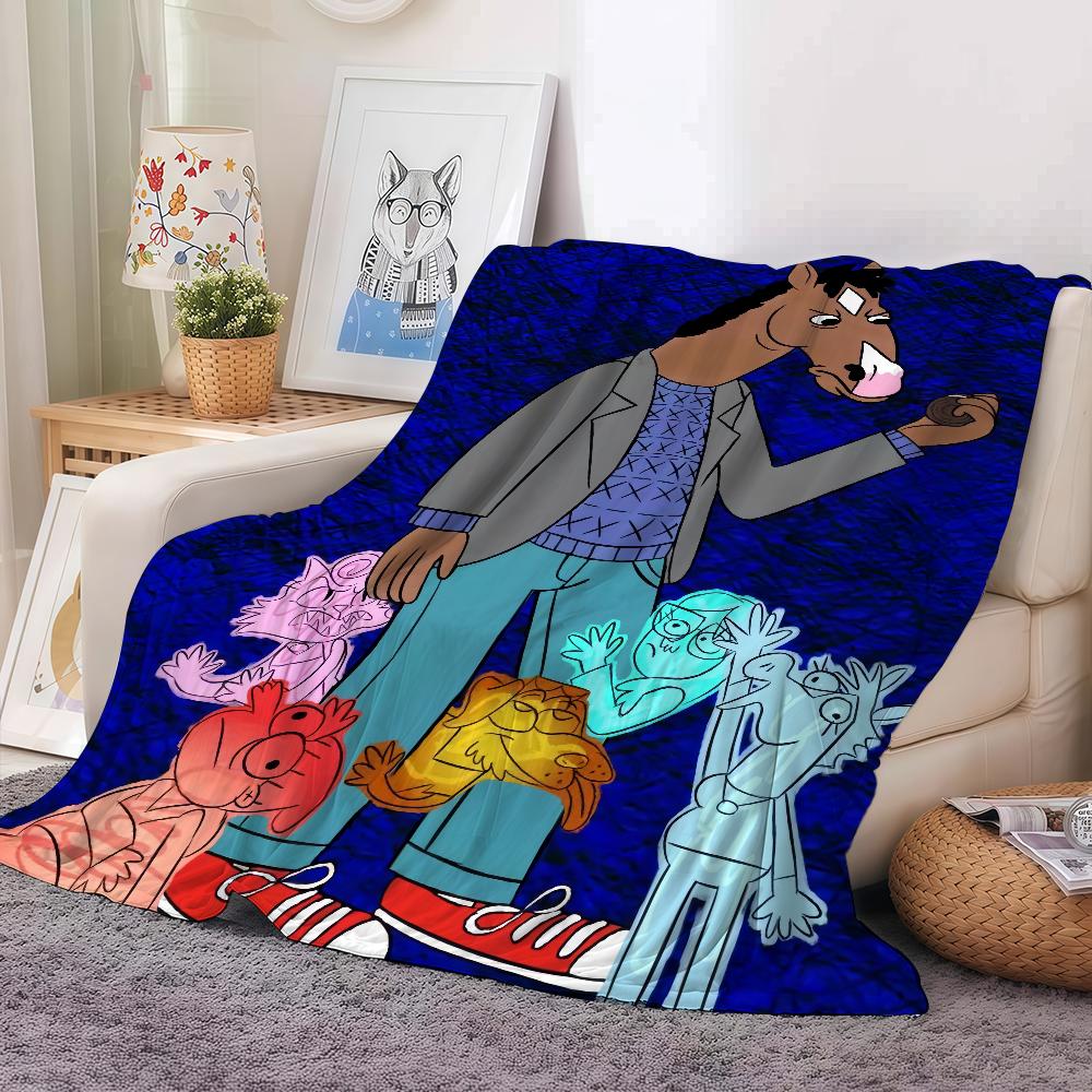 B-BoJack Мультфильм H-Лошадь Одеяло Теплое и Мягкое Подходит для Спальни Гостиной Дивана Кровати Офиса Путешествий Кемпинга 30x40in