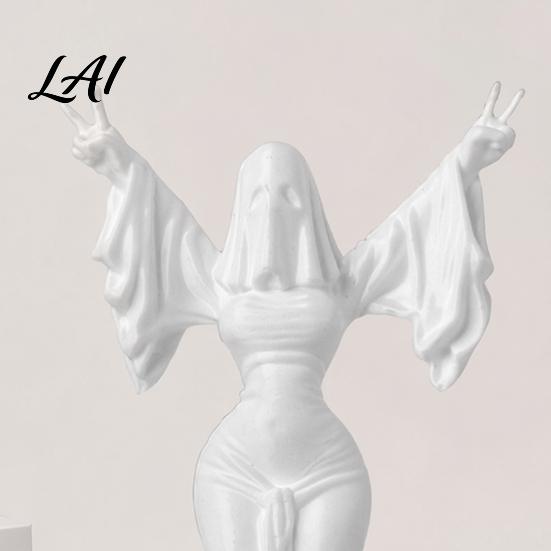 Matte White Halloween Statue 3D Printed Ghost Woman Sculpture Spirit for Modern Home Decor Minimalist Spooky Desk Decoration Figurine Lady