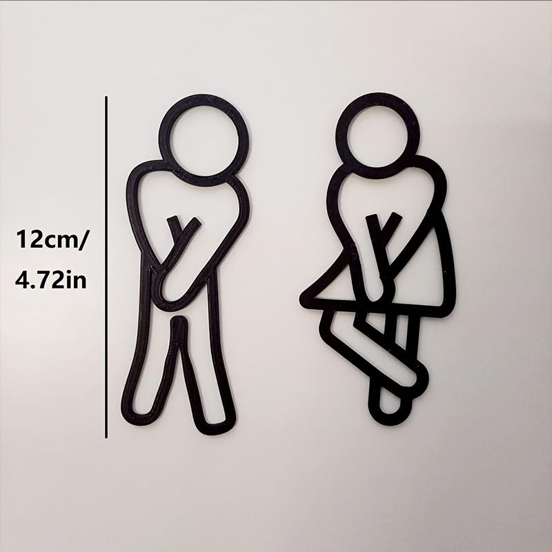 

Creative 2D Flat Restroom Door Decor Restaurant Hotel Cafe Toilet Signage Wall Sticker Funny Bathroom for Men Women Signs чёрный