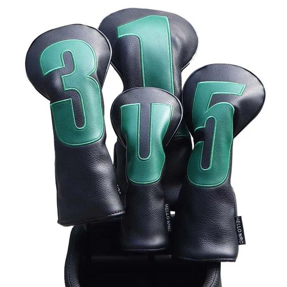 PU Leather Golf Club Protector Number Print Wood Headcover Golf Head Cover  Golf Supplies