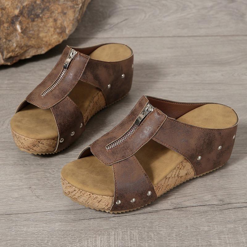 High-top Large-size Slip-on Women's Shoes with Open-toe Design and Hollow Sole, New Style