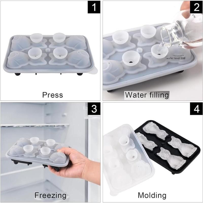 3D Cat Ice Cube Tray Mold BPA-Free Silicone Ice Cube Maker for Whiskey Cocktails