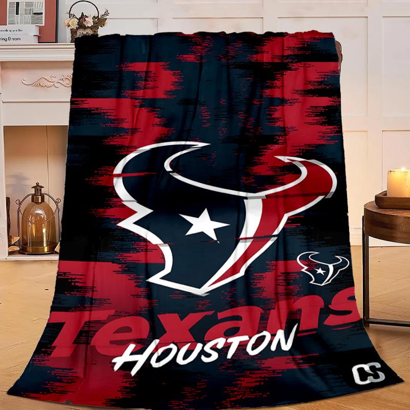 basketball Texans Logo Blanket Flannel Throw for Sofa, Travel, Camping, Livingroom, Office, Chair and Bed Soft and Warm Holiday gifts