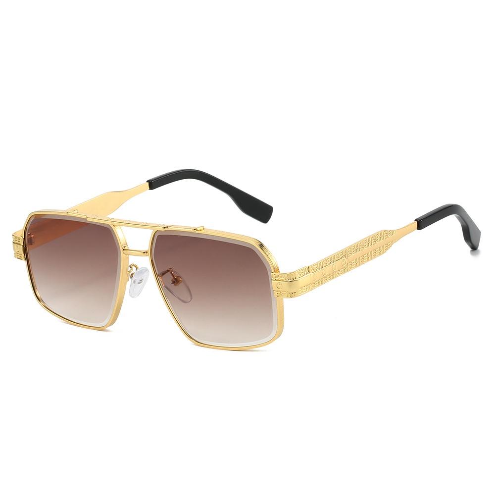 

New Double Bridge Gradient Square Women Sunglasses Luxury Brand Frame Carved Design Outdoor Travel Trend Men Uv400 as picture