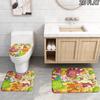 3pcs Adventure Time Pattern Flannel Nonslip Absorbent Washable Decorative Bathroom Home Toilet Seat Cover Mat