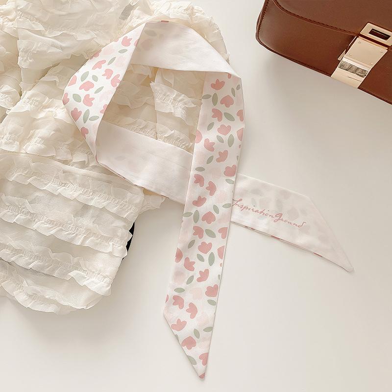 26 Letter Print Long Scarf Silk Small Scarf Narrow Ribbon Headband Handle Bag Band Bandana Hair Tie Hair Head Neck Neckerchief