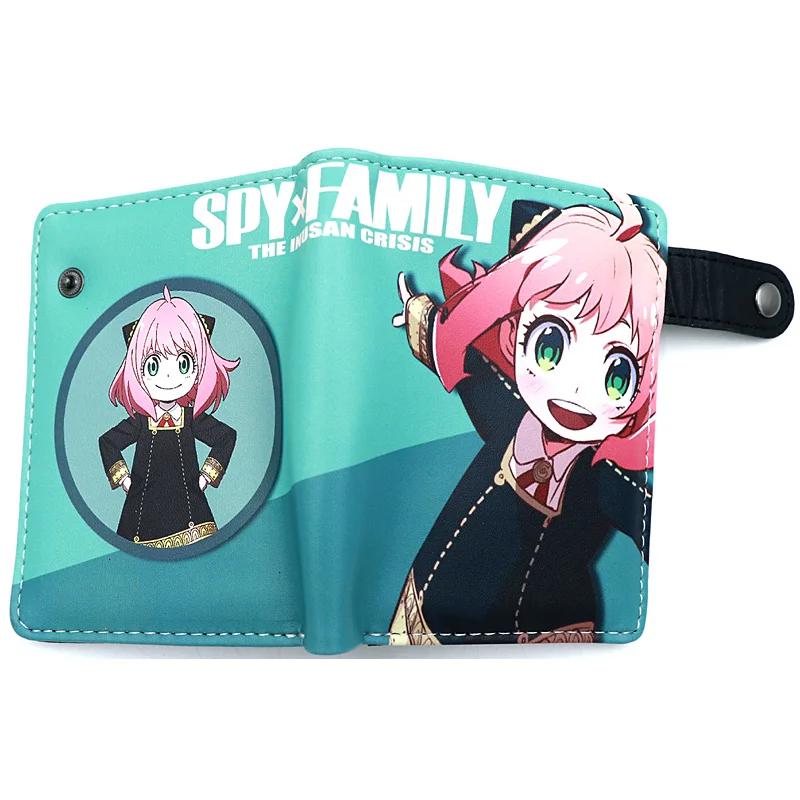 Anime Loid Anya Forger Yor PU Short Folding Wallet Coin Purse with Interior Zipper Pocket