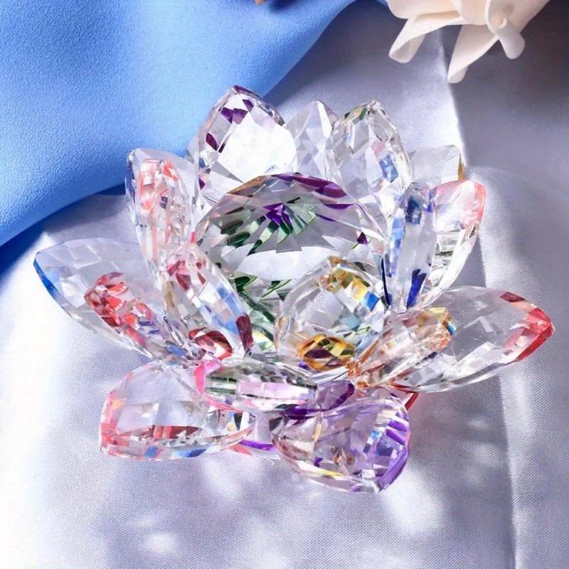 Crystal Lotus Flower Figurine Home Wedding Decoration Glass Craft Collection Paperweight Table Ornaments Souvenir Gifts