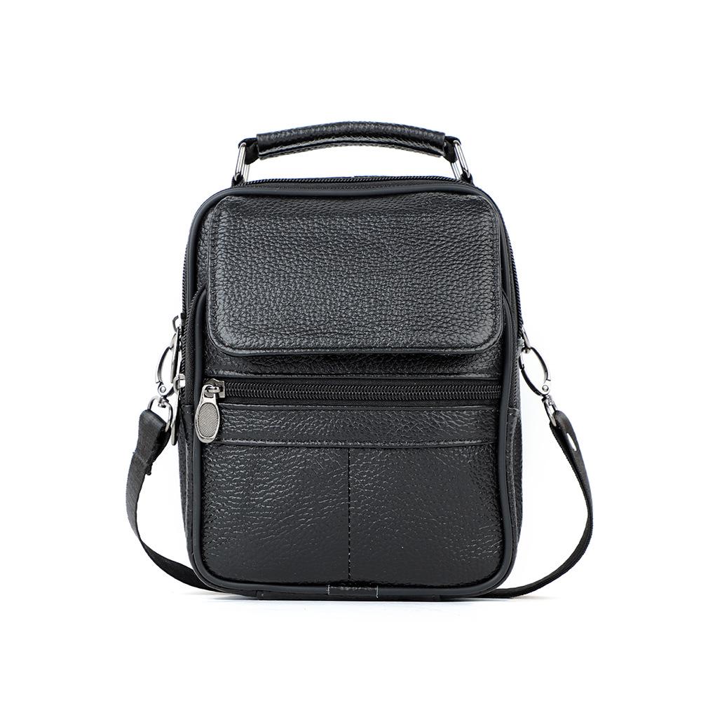Top Grain Cowhide Vintage Men's Crossbody Leather Bag - Vertical Casual Shoulder Bag, Portable and Multifunctional