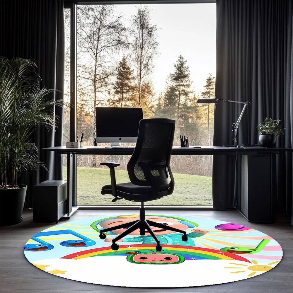CoComelon Printed Round Rug Carpet Chair Rug Area Rug Entryway Doormats,for Office Chair Living Room Bedroom Kitchen Room.