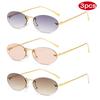 3pcs Trend Rimless Oval Sunglasses Women Rivet Small Thin Frame Frameless Luxury Metal Shades Brand Design Sun Glasses UV400
