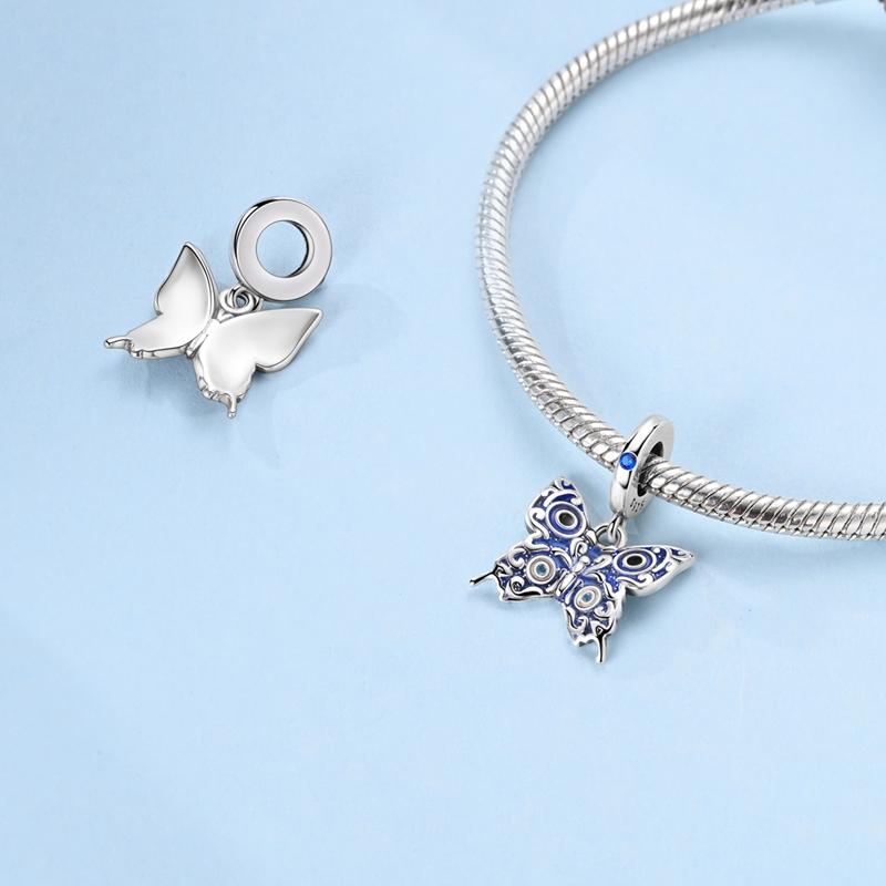 Original Copper Stylish Charms Beads Colorful Butterfly Pendants For Women Girls Fashion Bracelet Necklace Making Gifts