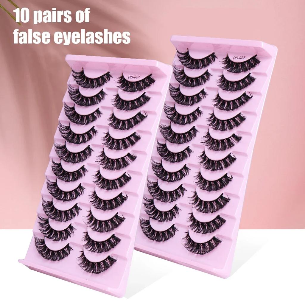 10 Paar Wimpern DD Curl 8-23mm Russische Wimpern 3D Nerzwimpern Wiederverwendbare flauschige russische Streifenwimpern Wimpernverlängerung