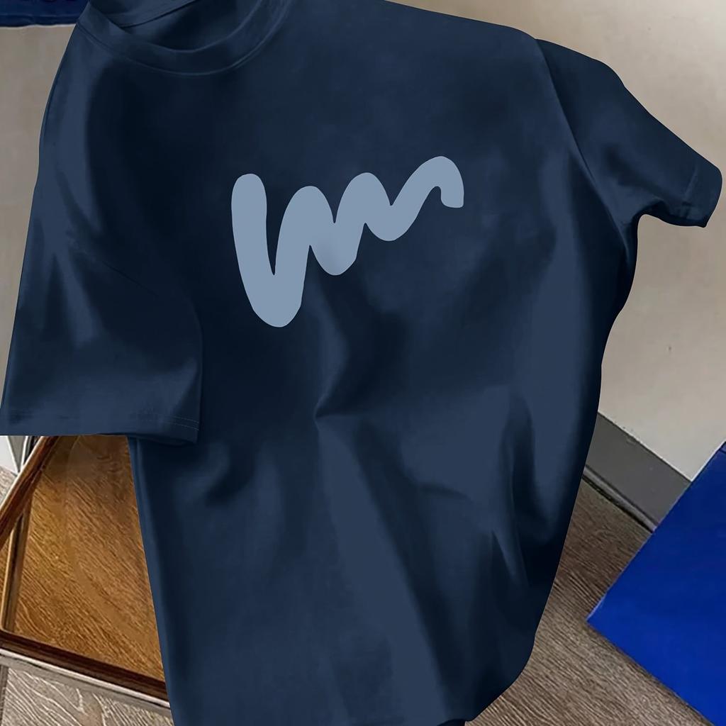 Men's round-neck short-sleeved 100% cotton comfortable casual T-shirt summer loose and creative printed short-sleeved top