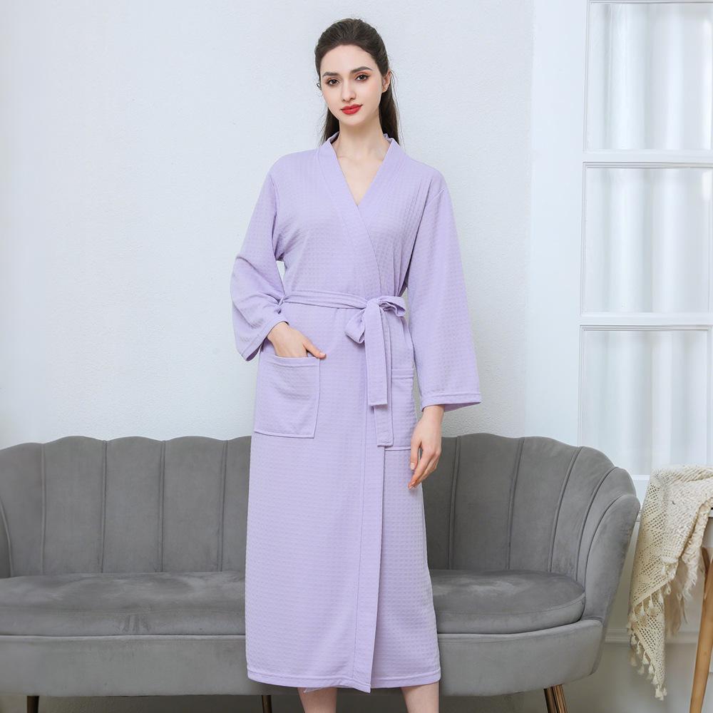 Leichter Waffel-Kimono-Bademantel für Herren – Homewear im Hotel-Stil für Frühling und Sommer