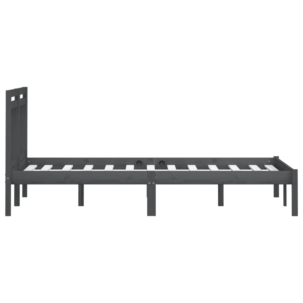 Solid Wood Bed Frame Gray Pine 200x200 cm