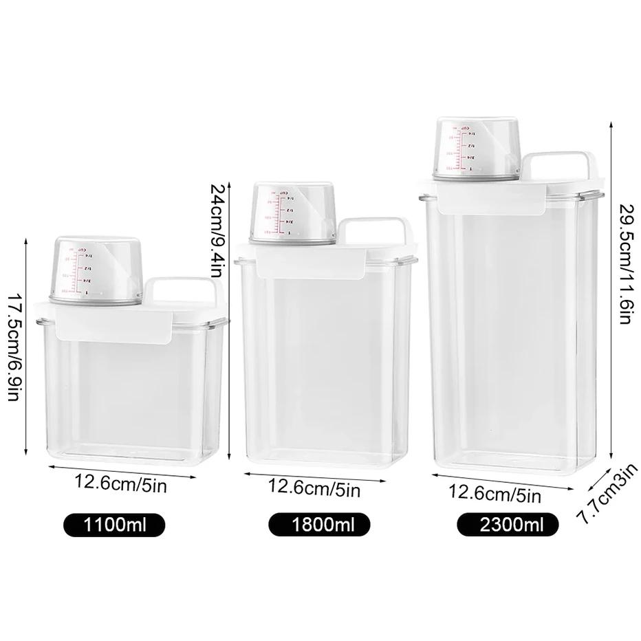 Tragbarer Waschpulverspender mit Messbecher – luftdichter Vorratsbehälter für Waschmittel für bequemes und effizientes Wäschewaschen