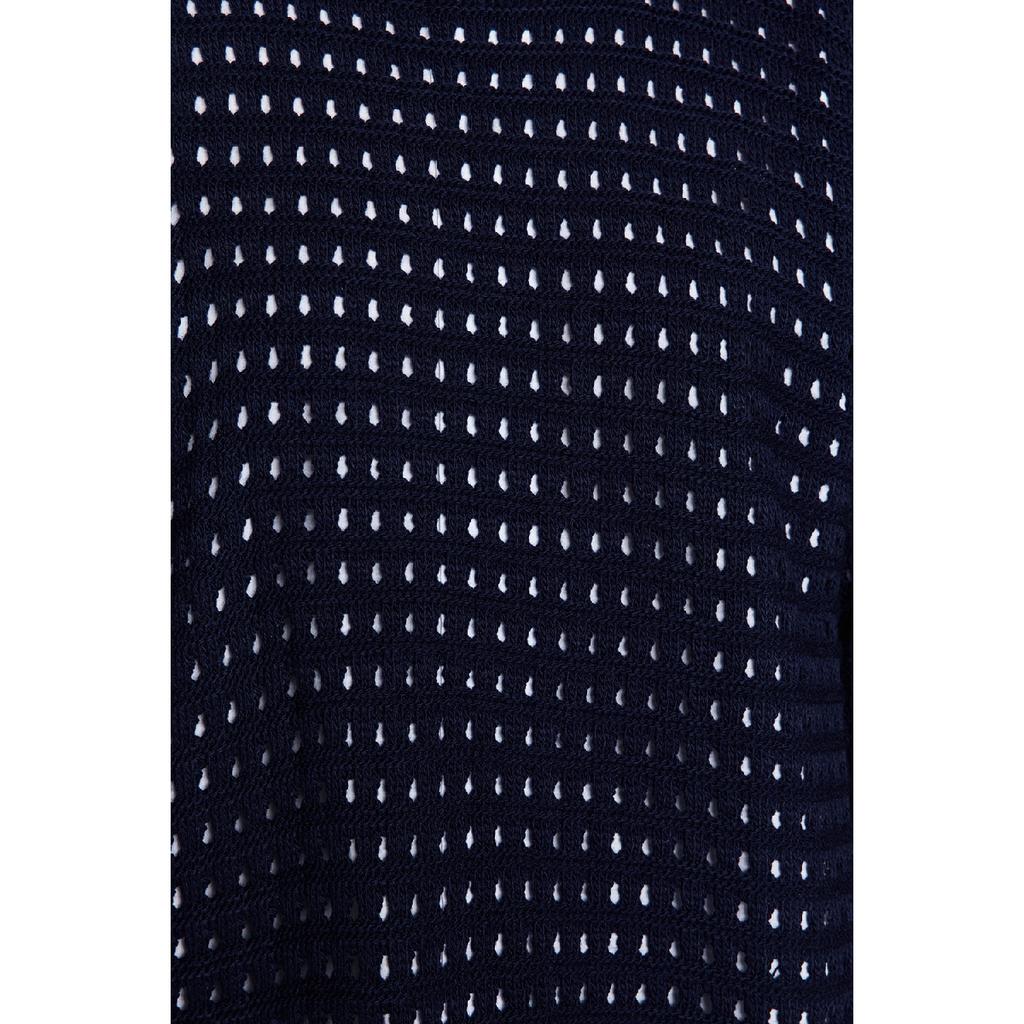 Pulover tricotat cu ajurat/gauri, albastru marin, tăiat relaxat Tctaw24ak00113