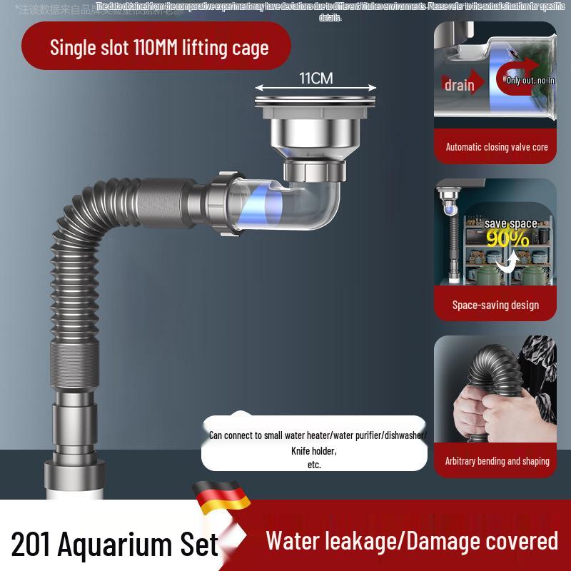 Stainless Steel Kitchen Sink Drain Set with Leakproof Stopper