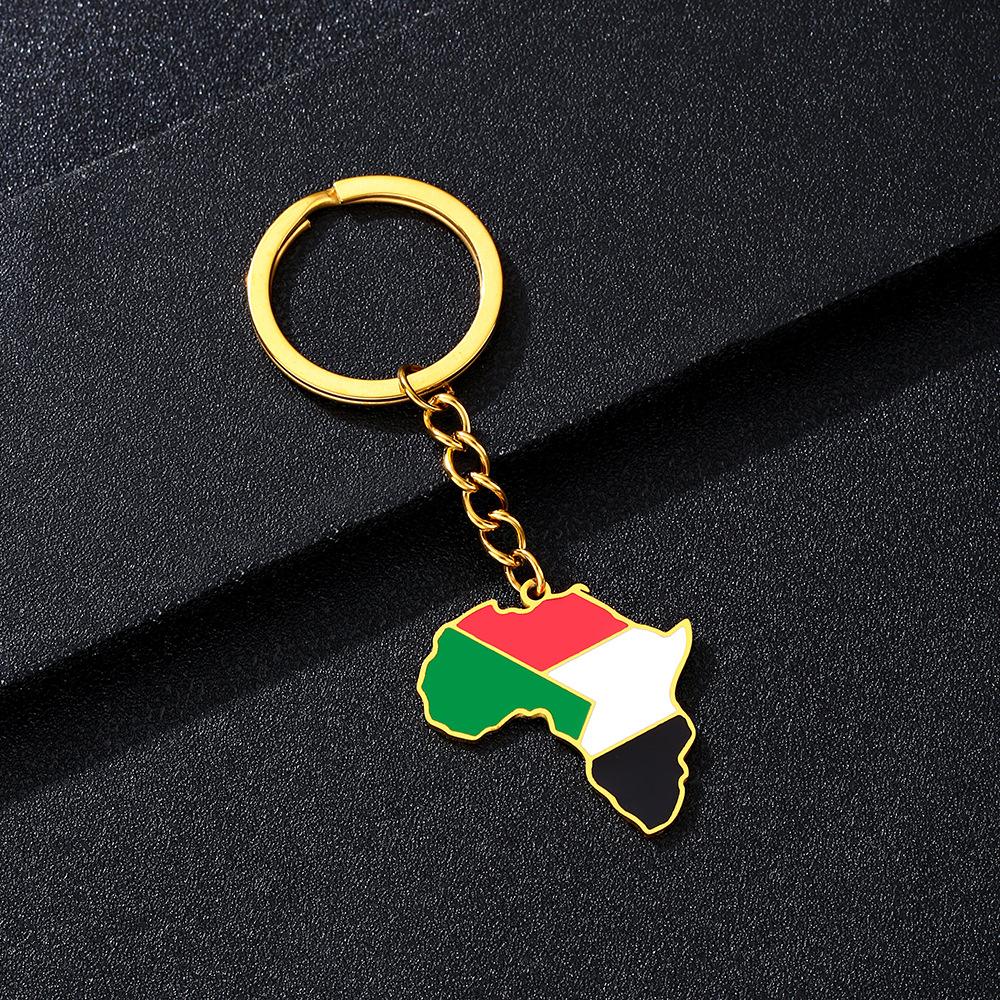 Portachiavi Premium in Acciaio Inossidabile con Ciondolo Mappa Bandiera Africa Ghana Nigeria Capo Verde Congo Uganda Regalo per Appassionati di Viaggi