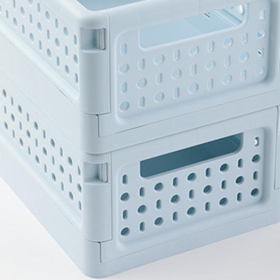 Foldable Storage Basket Stackable Collapsible Basket Folding Desktop Organizer with Handles for Snacks Stationery Cosmetics Laundry Room Pantry