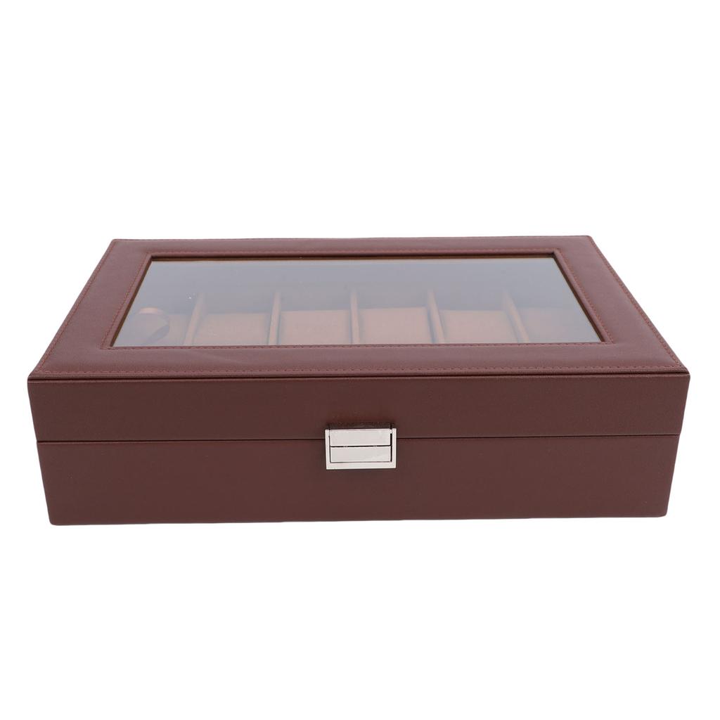 Watch Box with Watch Pillows Vintage Brown Leather 12 Slot Watch Case for Watch Display Storage
