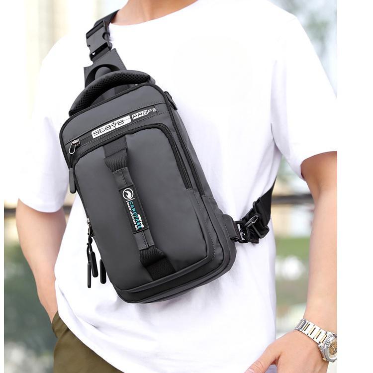 New Men's Chest Bag Charging USB Interface Chest Bag Multifunctional Single Shoulder Bag Backpack