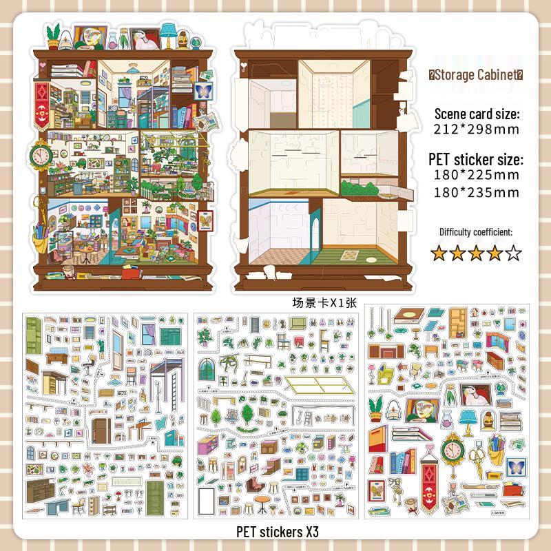 Infeel.Me My Little House 3D Scenery Stickers - Miniature Two-Layer Quiet Book Series