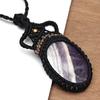 Necklace Amethyst Macrame Hemp Crystal Pendant Adjustable Natural Necklace