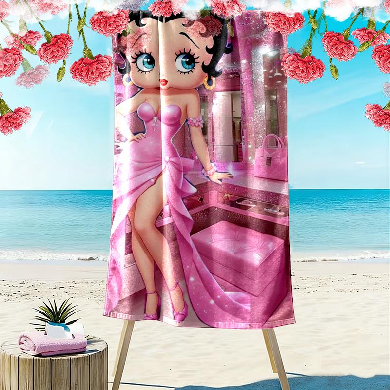 1pc Betty Boop Beach Towel, Outdoor Activities Perfect Summer Travel Supplies, As A Gift for Festivals