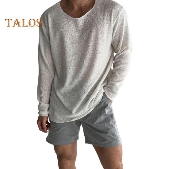 Jaro Podzim Muži Top Kulatý výstřih Dlouhé Rukávy Tenké Vyhloubené Jednobarevné Volné Pulovr střední délky Hip Hop Streetwear Mikina