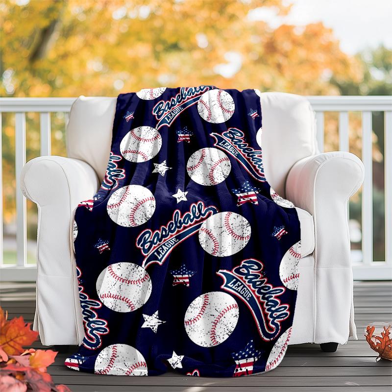 Baseball Theme Printed Blanket - Perfect for Couch, Bed, Travel & Outdoor Use | Machine Washable, Cozy & Durable.