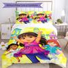 Dora Explorer Bedding Set Breathable Duvet Cover with Pillowcases Decorative Bed Linen for Bedroom Home Decoration Birthday Gift