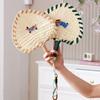 Handmade Straw Woven Fan Cartoon Decorative Fan Portable Handheld Fan  Gift Giving