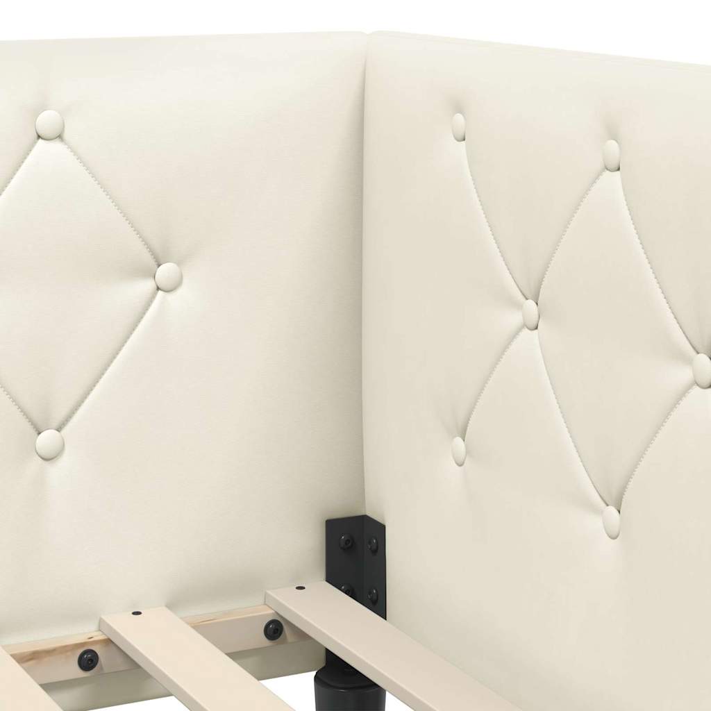 Corner Bed Frame Cream 90 X 200 Cm Velvet