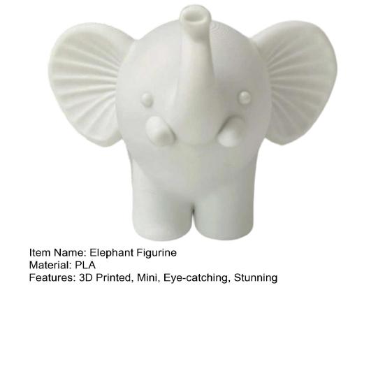 Mini Elephant Figurine, 3D Printed Cute Elephant Animal Desktop Decoration, Small Tabletop Ornament for Home Office Decor