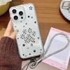 Bracelet Chain Phone Case For iPhone 17 16 15 13 14 for 17Air 17 12 14 16 Pro 17 14 16 Pro Max Sparking Diamond Cute Pattern Hard Cover With Lanyard